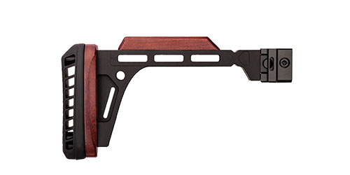 WOOX Forty-Seven - EDGE Stock har et sidefoldbart design, justerbar walnut kinnstøtte, M-LOK festepunkter og effektiv recoil management for optimal ytelse.